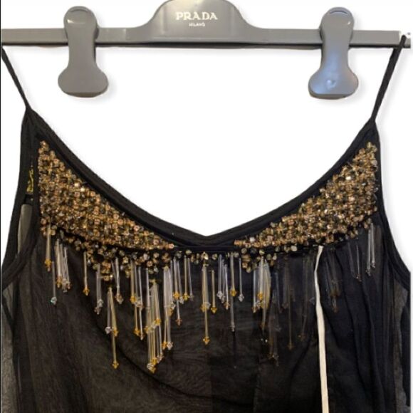 PRADA Crystal&Bead Embellished Sheer Black Dress - Picture 11 of 15